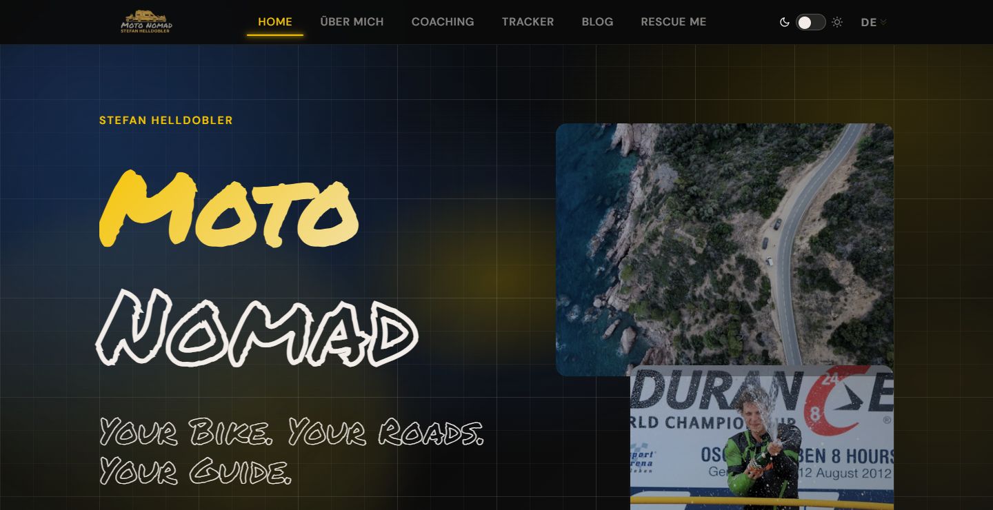 Moto Nomad — Motorrad-Coaching mit Live-Van-Tracking